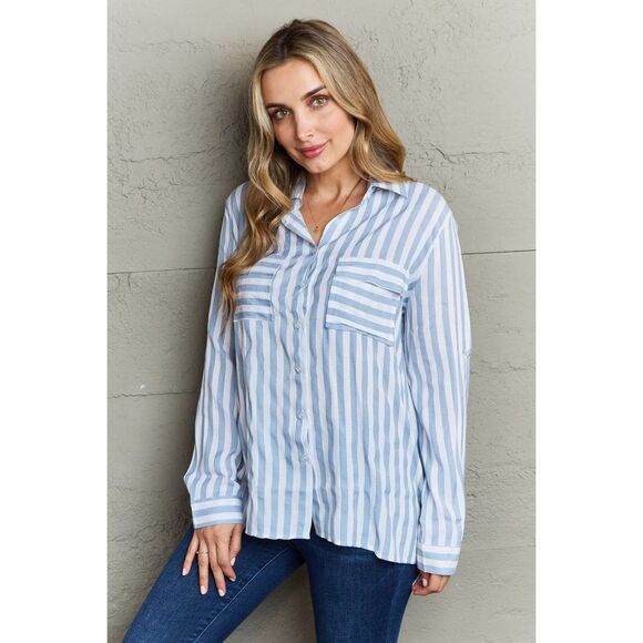 Ninexis Take Your Time Collared Button Down Striped Shirt - Picture 3 of 5
